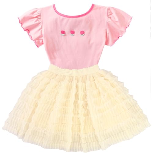 Image of Peacolate 2-7 Years Summer Clothing Set 2pcs Short Sleeve Bowknot T Shirt and Tutu Skirt