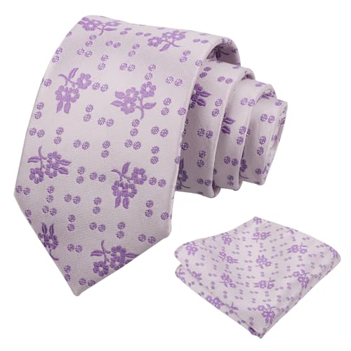 Image of Alizeal Mens 3.15'' Light Color Rustic Tie Handkerchief | with Flower Printed Handkerchief for Wedding Business Daily Wear