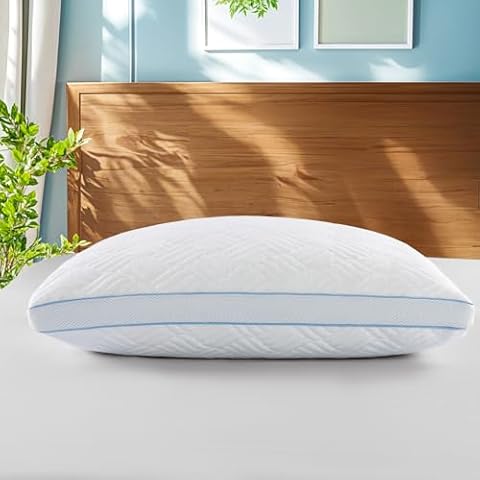 Baauye Shredded Memory Foam Pillows for Sleeping 1 Pack - Cooling Bed Pillows King Size for Side and Back Sleepers Adjustable Pillow with Removable Cover-2 Cover