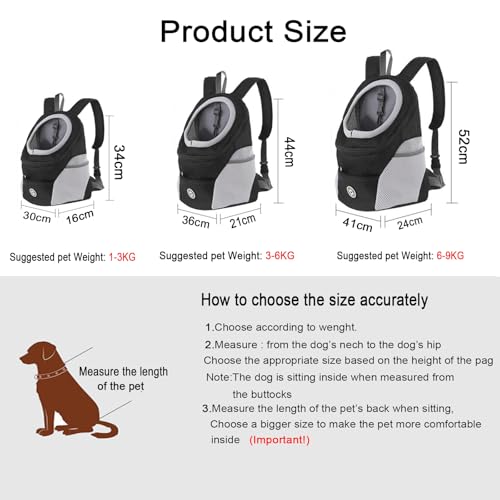 Pet Carrier Backpack, Front Cat&Dog Backpack Carrier Travel Bag, Comfortable and Breathable Backpack with a Breathable Head Design, Easy-Fit for Traveling Hiking Camping (Black, Small) - Image 4