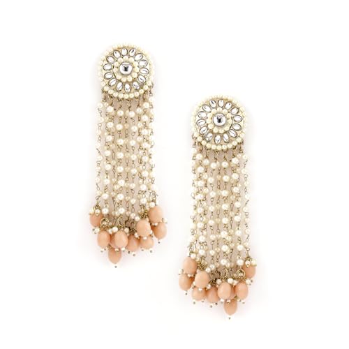Rubans Gold Plated Handcrafted Kundan & Pink Beads Drop Earrings For Women (B0D6KTRVNY) Amazon Price History, Amazon Price Tracker
