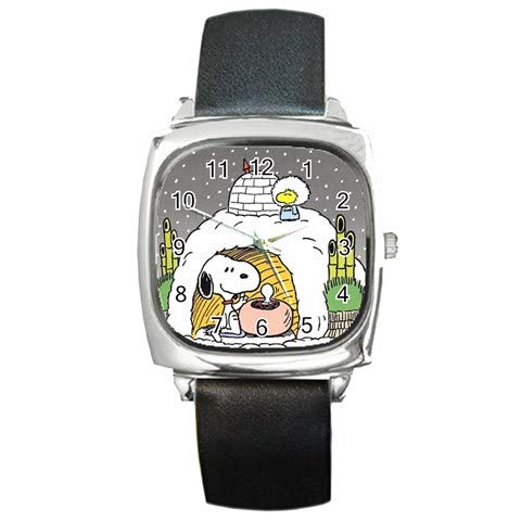 Snoopy The Peanuts Woodstock living in an Igloo Winter Season: Square Metal Watch
