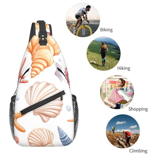 Mochila tipo sling unisex ligera con estampado estrella de mar miniatura 6