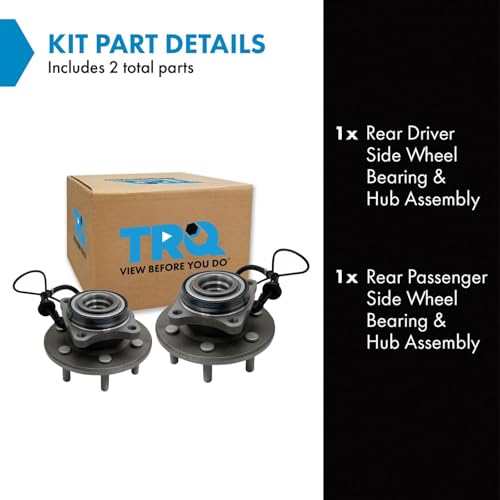 Image of TRQ Rear Left and Right Wheel Bearing and Hub Assembly Set 2 Piece Compatible with 2015-2017 Ford Expedition 2015-2017 Lincoln Navigator