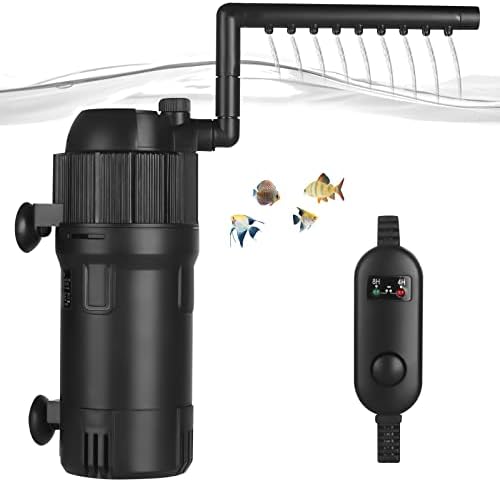 ITIY 5-in-1 Fish Tank U-V Filter, 105GPH 4W Internal Aquarium Filter Pump with Timer, 180°Adjustable Submersible Filter for Small Tank, Tropical Aquariums, Turtle Tank…