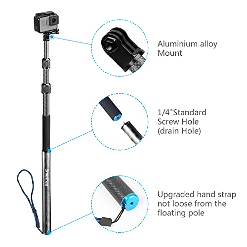 Smatree Carbon Fiber Detachable Extendable Floating Pole Selfie Stick Compatible For Gopro Max/Gopro Hero 11/10/9/8/7/6/5/4/3 Plus/3/Session/Gopro Hero 2018/Dji Osmo Action 2 Camera #TOP2