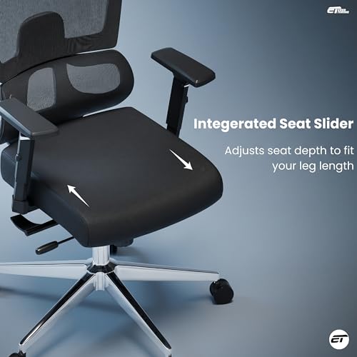 Image of Optimus Pro Ergonomic Office Chair for Work | Multi-Lock Synchro Tilt Mechanism with Seat Slider | 5 Year Warranty | 3D Armrest | Fixed Curve Lumbar | (Black, 3D Arms with Seat Slider)