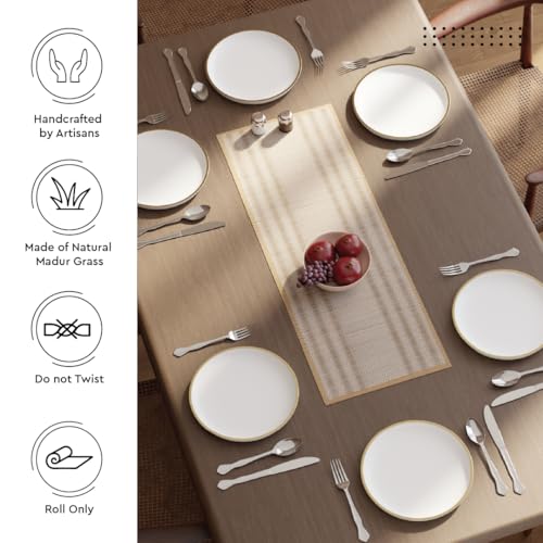 Image of Encasa XO Dining Table Runner 4 Seater, Handcrafted Madurkathi River Grass