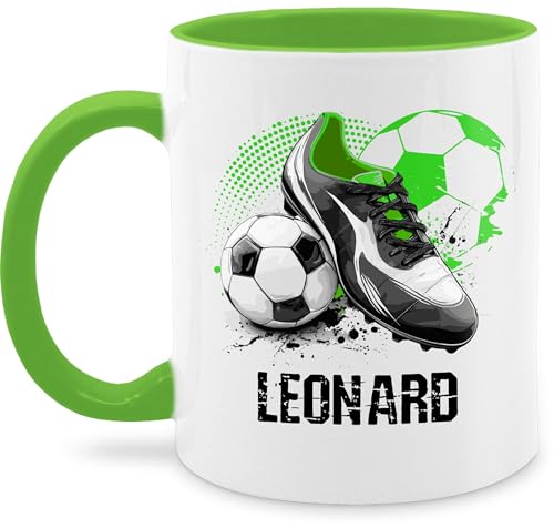 Tasse Tassen 325ml - Personalisiertes Fußballgeschenk mit Namen | Geschenke für Fußballfans | Weihnachtsgeschenke Fußball - 325 ml - Hellgrün - fussballgeschenke junge fussballtasse fussball