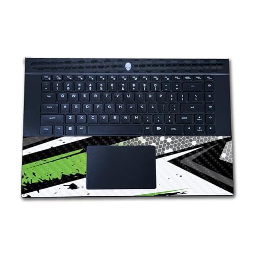 Image of Carbon Fiber Laptop Skin Compatible with Alienware M16 R2 (2024) - Grunge Green - Premium 3M Vinyl Protective Wrap Decal Cover - Easy to Apply | Crafted in The USA by MightySkins