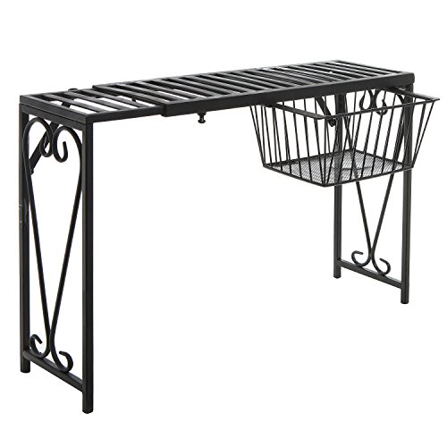Mygift Black Metal Over The Sink Organizer Shelf With Pull Out Drawer, Expandable Kitchen Caddy Rack, Bathroom Storage Shelf Riser With Scrollwork Design #TOP5