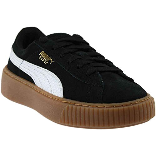 PUMA Puma Unisex-Child Suede Platform Sneaker, Black White, 12 M US Little Kid