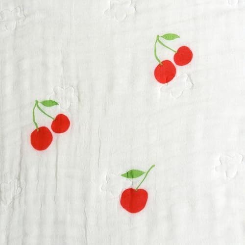 Image of Ultra Soft 6-Layer 100% Cotton Muslin Baby Blanket 43 inchx43 inch Breathable Lightweight Swaddle Blankets for Boys and Girls Infant Toddlers Babies Newborn Birthday Gifts Cherry