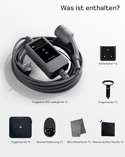 dé Typ 2 Ladekabel Schuko mit APP 3,7kW [7m, 6-16A, 1-phasig] Ladekabel Typ 2 Schuko mit Digitalem LCD - EV Charger 3,7kW für e Auto ID.3/4/5/7, Model Y/3, ENYAQ und Anderen PHEV/EV