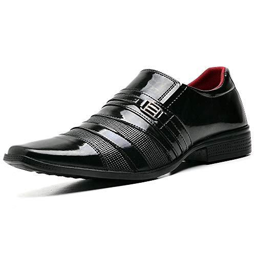 Kit Sapato Social Verniz Com Organizador e Carteira Masculino DUBUY 813DB Tamanho:45;cor:Preto;gêner