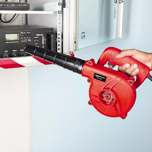 Image of Amazon Basics 500W Air Blower | 13000 RPM | Compact Dust Cleaner for Home, Car, Furniture & Garden | Lightweight ABS Body | Red