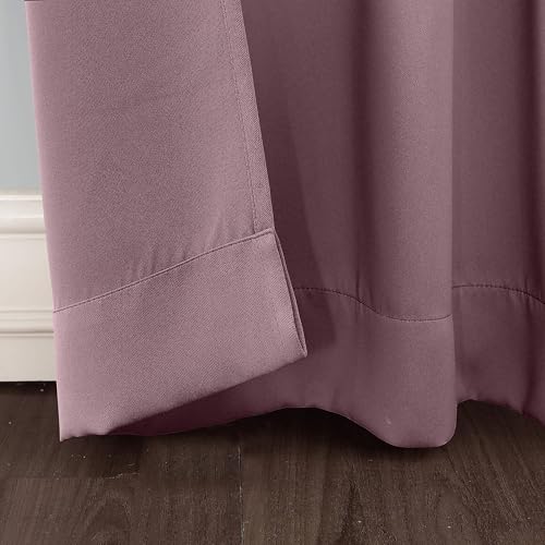 Image of THE LINEN COMPANY Back Loop Blackout Curtains 7 Feet Long | Curtains for Windows | Thermal Insulated Bedroom Curtains Set of 2 - Lavender, 7 Feet