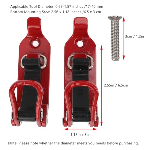 2PCS Shovel Mount, Quick Release Axe Shovel Holder Wall Mount Kit Metal Rubber Clamp Mounting Kit for Truck Off Road (Red) - Image 2