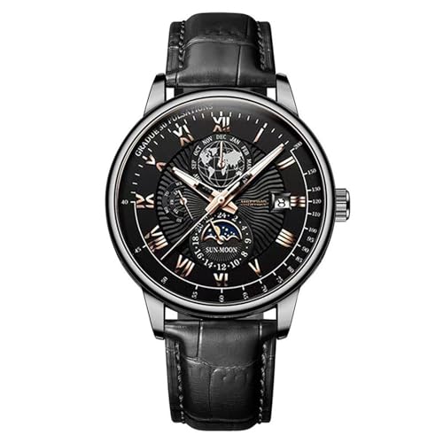 Reloj analógico de cuero casual para hombre, reloj de pulsera para negocios, fecha, reloj casual con temperatura, E., One Size