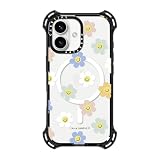 CASETiFY バウンス MagSafe対応 iPhone 16 ケース [耐衝撃性 / 6.5mからの落下試験をクリア (MIL規格6倍相当) / ワイヤレス充電およびMagsafe対応] - Happy Daisies - クリア ブラック