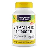 Healthy Origins Vitamin D3 10,000 IU (250mcg), 120 Liquid Softgels - Supports Strong Bones, Healthy Teeth & Immune System Function - Non-GMO, Gluten-Free & Soy-Free