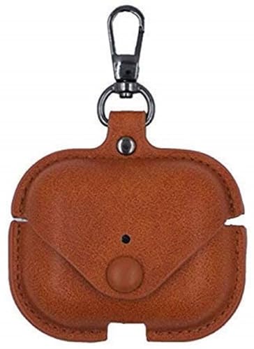 Image of PEFKO PSS121 AirPods Pro Soft Silicone Protective Case 3D Design Shockproof Case Cover with Anti-Lost Metal Keyring Compatible for Apple AirPods Pro (Light Brown [ Leather ])