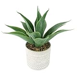 Hisow Artificial Potted Plants, 13.8" Artificial Succulent Fake Aloe, Large Faux Aloe Plant in Pot f