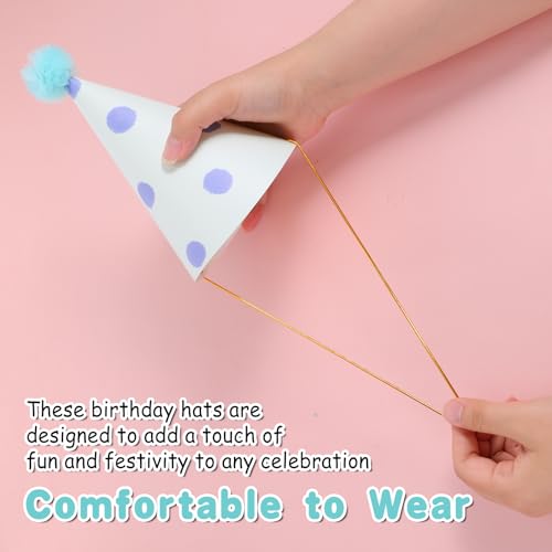 image for Aeaocvo 10 PCS Birthday Party Hats for Kids Adults, Colorful Cone Hat 