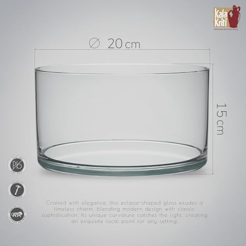 Image of KALAKRITI 8 Inch Clear Glass Cylinder Vase | Flower Vase, Lucky Bamboo Planter & Open Terrarium Container | Decorative Bowl for Floating Candles, Floral Arrangements & Table Centerpieces (Pack of 2)