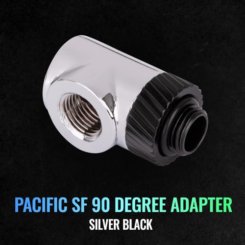Image of Thermaltake Pacific SF 90 Degree Adapter Silver Black /DIY LCS /Fittings CL-W396-CU00SL-A