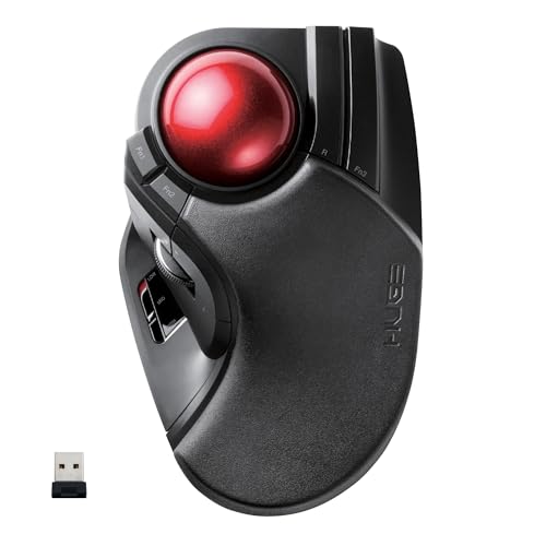 ELECOM HUGE Trackball, 2.4GHz Wireless USB, Index Finger Control, Customizable 8-Button, Large Soft Palm Rest, 52mm Ball, Windows PC Mac (M-HT1DRBK) by ELECOM - Used condition - US$50.04
