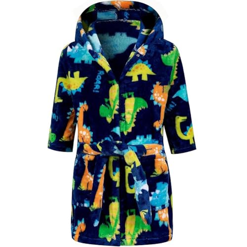 Image of Kids Bathrobe Hooded Plush Fleece Robe for Girls Boys