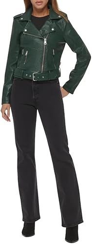 Vista 2 de Levi's Chaqueta de moto de piel sintética con cinturón para mujer (talla regular y grande)