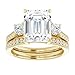 10K/14K/18K Solid Gold Handmade Engagement Ring, 1CT-4CT Emerald Cut Moissanite Solitaire Ring, Diamond Wedding Ring Set for Women/Her, Anniversary/Propose Gifts (4 CT, Yellow)