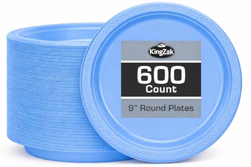 Hanna K. Signature Clear Plastic Plates 9 Inch - 600 count - Plastic Solid Round Party Plates For Weddings, BBQs, Birthday Plates - Disposable Clear Plates - Plastic Dinner Plates