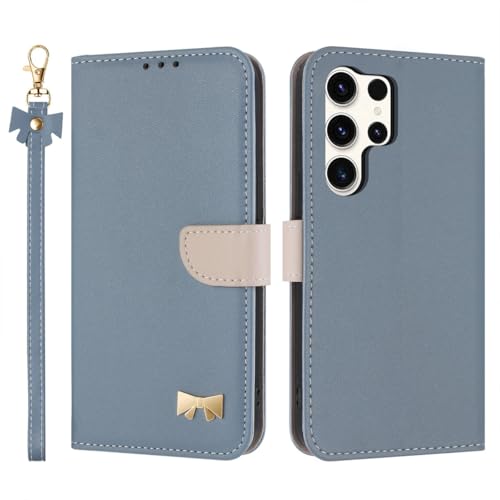 Étui Samsung S24 Ultra bleu anti-rayure avec rabat portefeuille pour protéger l'écran