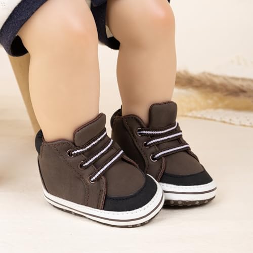 Image of CENCIRILY Baby Boys Girls High Top Sneakers Soft Soles Anti Skid Infant Ankle Shoes Toddler Prewalker First Walking Crib Shoes