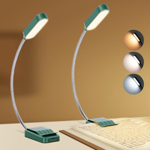 Book Light 2 Pack, Rechargeable Reading Lights for Books in Bed-Eye Caring 3 Colors, Stepless Dimming, 360° Flexible Studying Small Desk Lamp, Lightweight Clip-on LED Night Light for Book Lovers, Kids by Best World LED - Used condition - US$15.35
