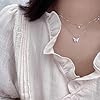 KFRS 925 Sterling Silver Butterfly Necklace for Women Double Layer Clavicle Chain Shiny CZ Necklace Dainty Gifts Party Jewelry Gift #5