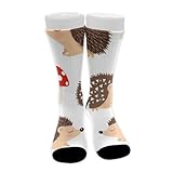 Meaudiwes Fashion Dress Decor Socks, Comfortable Work Leisure Sports Socks For Girls And Boys Autumn Hedgehogs Leaves Mushrooms