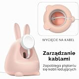 ELETIUO Silikonowy stojak na ładowarkę, kompatybilny z Apple Watch Series 8/Ultra/SE2/7/6/SE/5/4/3/2/1 (49/45/44/42/41/40/38 mm), stacja ładująca Bunny iWatch, obsługuje tryb szafki nocnej, różowy