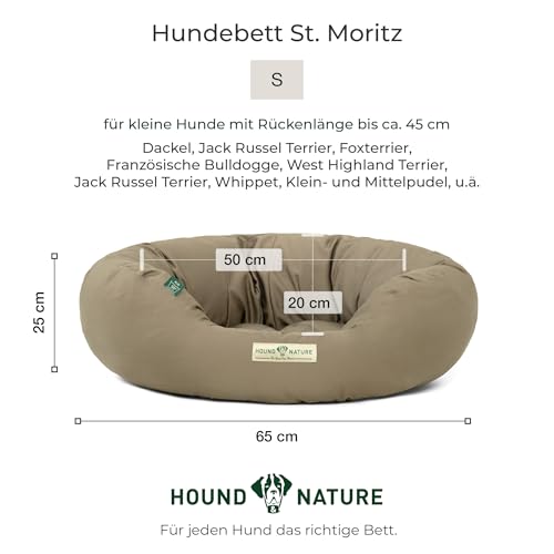 HOUND & NATURE Öko Hundebett St. Moritz - rund, kuschelig und waschbar, Donut Hundekorb für kleine Hunde (S - 65x60 cm - Taupe)