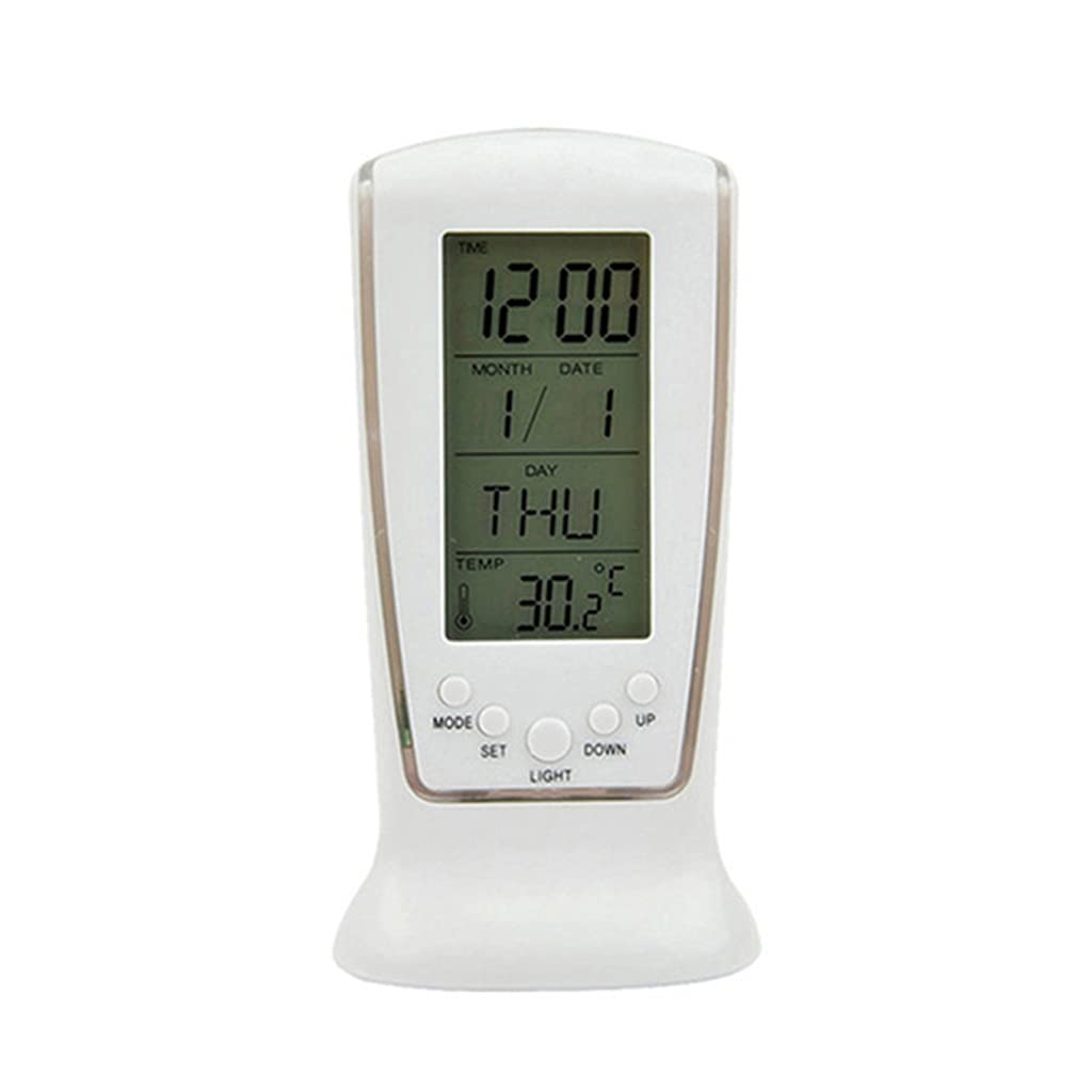 Horloge de bureau numérique LED bleu avec calendrier et thermomètre électronique JFDBGU
