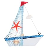 BESPORTBLE Holz Fischerboot Boot Deko, Nautische Fischerboot Deko Segelboot aus Holz Nautisches Mini Segelboot Miniatur Segelschiff Modell für Büro Schlafzimmer Desktop