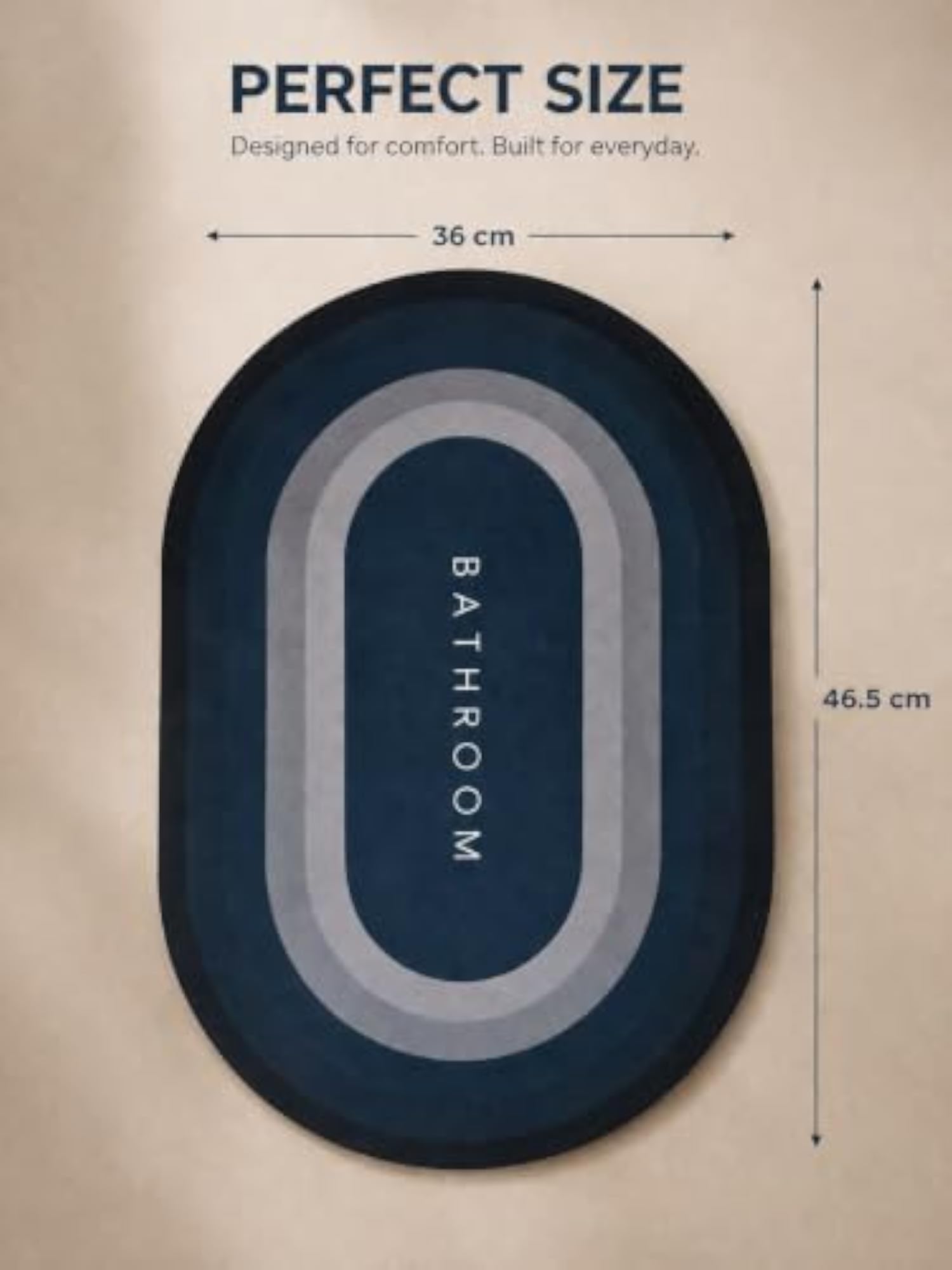 Oval Diatomite Bath Mat, Navy Blue