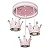 Produktbild Kinder Hängelampe LED Cartoon Pendelleuchte Höhenverstellbar, Kreative Kronenform Pendellampe Mädchen Prinzessin Zimmer Lampe Kinderzimmerlampe Schlafzimmerlampe Familie Lampe Ø42cm 47W+E27×3