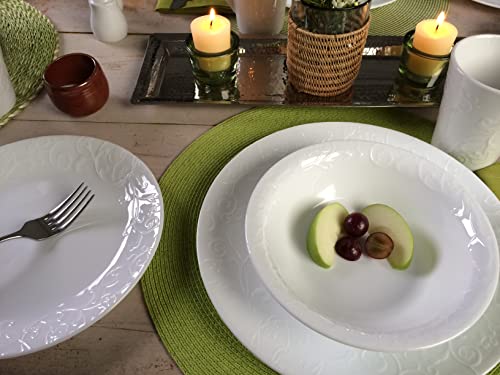Image of Corelle Dinnerware Set (4pc Set, Bella Faenza)-Set for 4 | Includes 4 x Dinner Plates | 80% Recycled Glass | 3 X More Durable, Half the Space & Weight of Traditional Ceramic