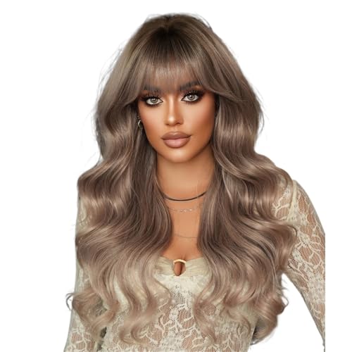 Perruque cheveux longs bouclés avec frange solution volume pour cheveux fins et plats