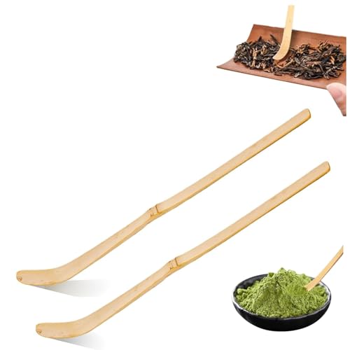 Yuannee Cucharaditas,2 PCS Cuchara de té Matcha de Bambú Cucharaditas De Madera 18 cm Palitos para Revolver Matcha Accesorios para El Té Utensilios para Beber Té Utensilios De Cocina