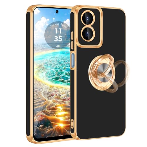 Fingic Funda para Moto G Play 2024 4G (no para 5G) [con soporte de anillo de 360°] [Soporte magnético para coche] Funda con función atril para mujeres y niñas, funda delgada a prueba de golpes para